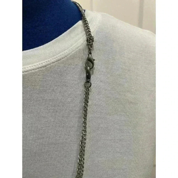 Vintage Silver Tone Black Beaded Multi Strand Necklace Retro Statement Piece - Picture 9 of 9